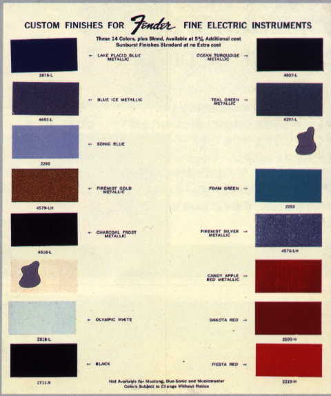 2008 Mustang Colors Chart